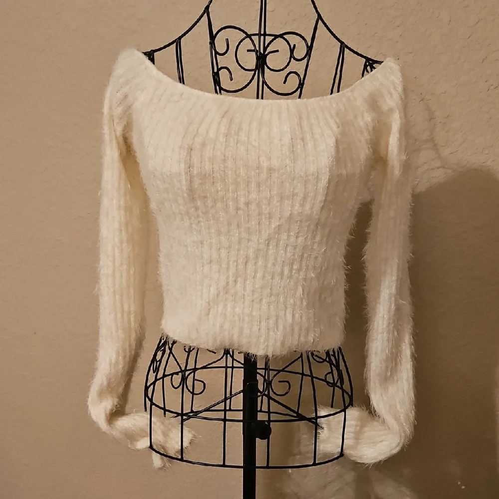 Windsor Cream Off-the-Shoulder Sweater - Picture 1 of 4